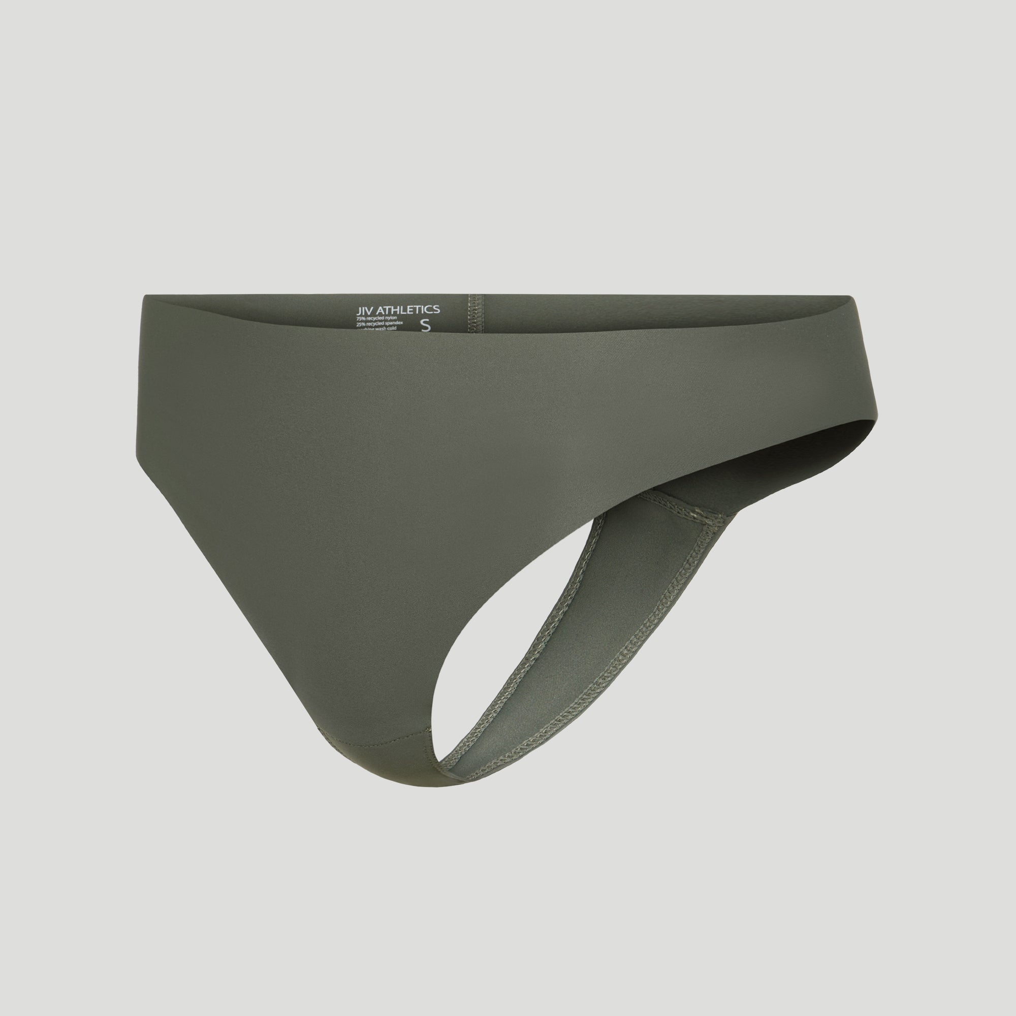 JIV ATHLETICS The Cameltoe Proof High Rise Thong in Sand
